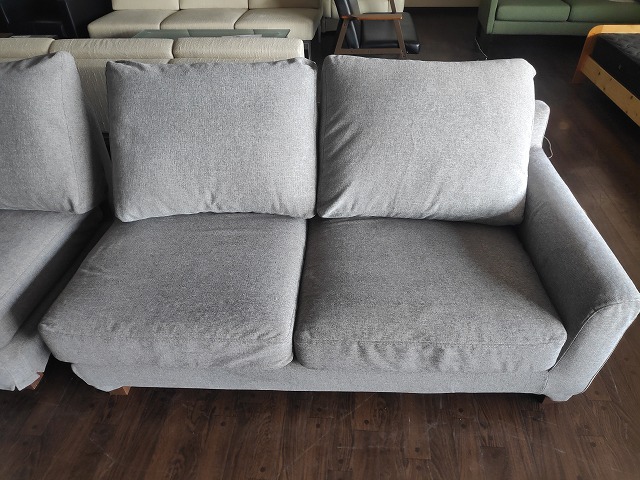NOYES グレー布張り コーナーソファー3点セット『良品中古